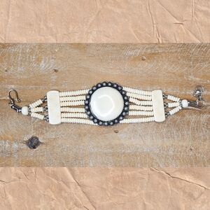 Ivory Beaded Cuff Bracelet